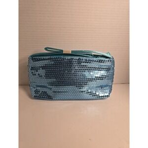M. Asam Blue Sequin Clutch Wristlet Evening Bag Sparkle Party Glam